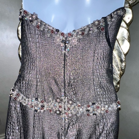 Stunning Gunmetal Gray Gown Embellished: Terani Mermaid Dress, Size 2 - Picture 7 of 17